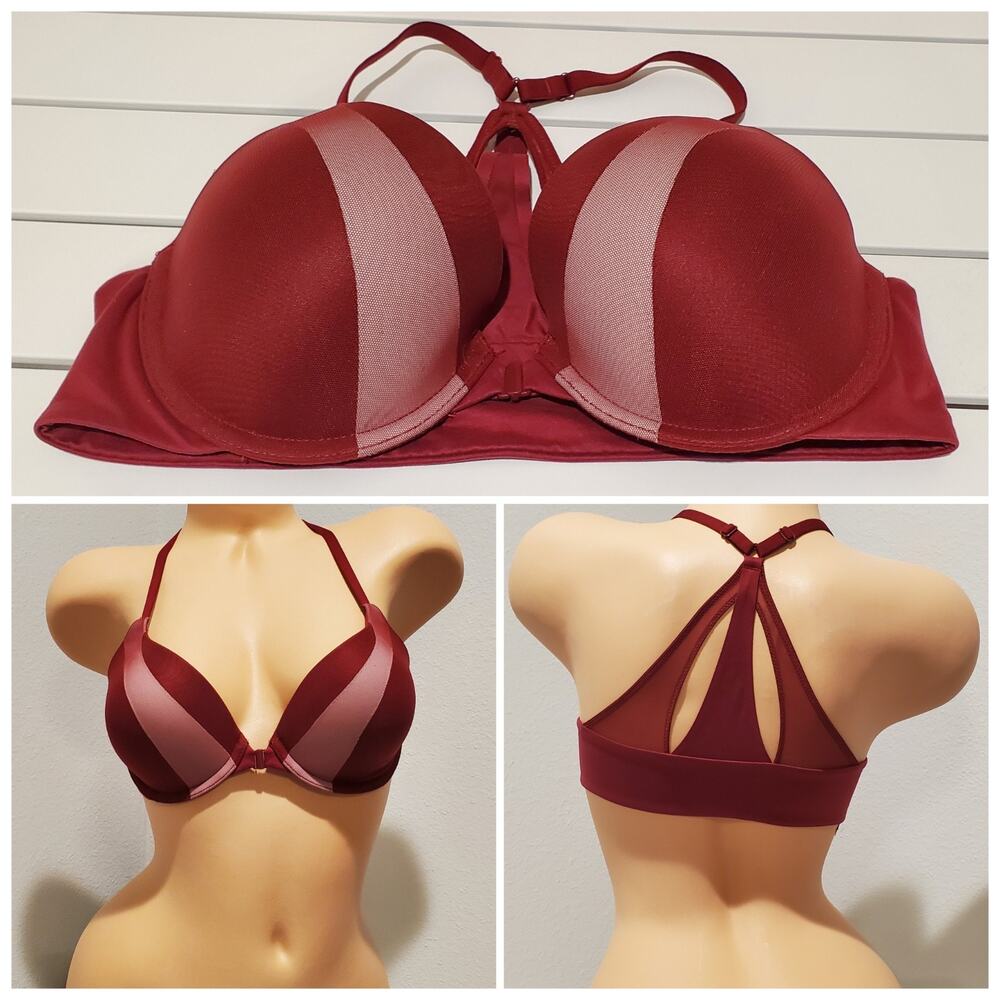 Victoria's Secret Body by Victoria Vintage Perfect Shape Push-Up Bra Maroon 34C